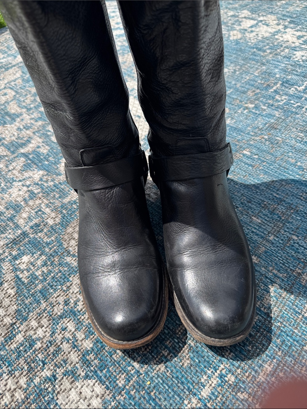 FRye Phillip Harness Classic Black Leather Riding Boots - Picture 5 of 9